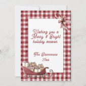 Merry & Bright Red Gingham Photo Holiday Christmas シーズンカード (裏面)