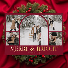 Merry Bright Retro Arch Photo Collage 箔シーズンカード