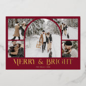 Merry Bright Retro Arch Photo Collage 箔シーズンカード (正面)