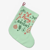 Merry & Bright Retro Christmas Stocking | Festive ラージクリスマスストッキング (正面 (吊り時))