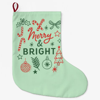 Merry & Bright Retro Christmas Stocking | Festive ラージクリスマスストッキング