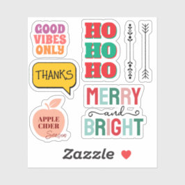Merry & Bright—Retro Holiday Sticker Pack シール
