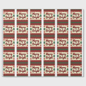 Merry & Bright Retro Ugly Christmas Wrapping Paper ラッピングペーパー (フラット)