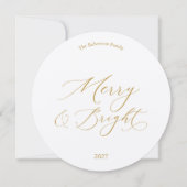 Merry & Bright Round Christmas Card with Bells 招待状 (正面)