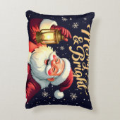 Merry Bright Santa Holding Lantern Illustration アクセントクッション (裏面(縦))