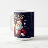 Merry Bright Santa Holding Lantern Illustration コーヒーマグカップ (正面左)