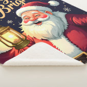 Merry Bright Santa Holding Lantern Illustration シェルパブランケット (3/4)