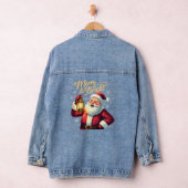 Merry Bright Santa Holding Lantern Illustration デニムジャケット (ハンガー)