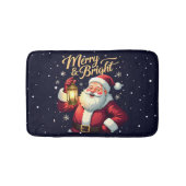 Merry Bright Santa Holding Lantern Illustration バスマット (正面)