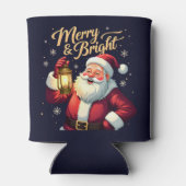 Merry Bright Santa Holding Lantern Illustration 缶クーラー (裏面)
