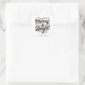Merry & Bright Script Festive String Light Holiday スクエアシール (バッグ)