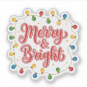 Merry & Bright Sparkling Christmas String Lights  シール (正面)