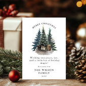 Merry & Bright –Tree Watercolor Forest Christmas 招待状