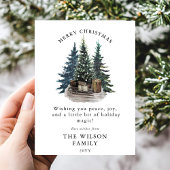 Merry & Bright –Tree Watercolor Forest Christmas 招待状
