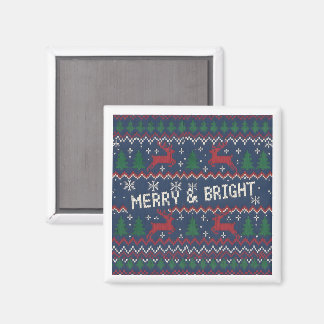 Merry & Bright Ugly Christmas Sweater マグネット