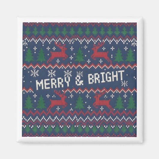 Merry & Bright Ugly Christmas Sweater マグネット (正面)