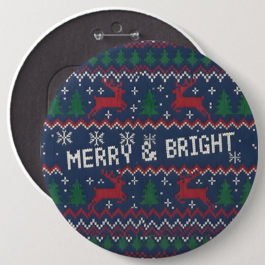 Merry & Bright Ugly Christmas Sweater 缶バッジ (正面&裏面)