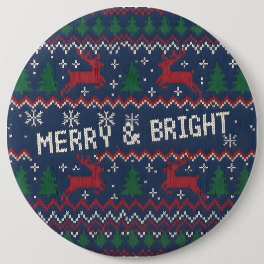 Merry & Bright Ugly Christmas Sweater 缶バッジ (正面)