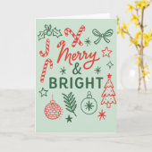 Merry & Bright Vintage Holiday Card カード (黄色い花)
