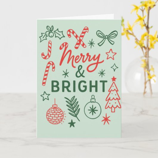 Merry & Bright Vintage Holiday Card カード (黄色い花)