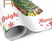 Merry & Bright Vintage Retro Christmas Gift ラッピングペーパー (ロールコーナー)