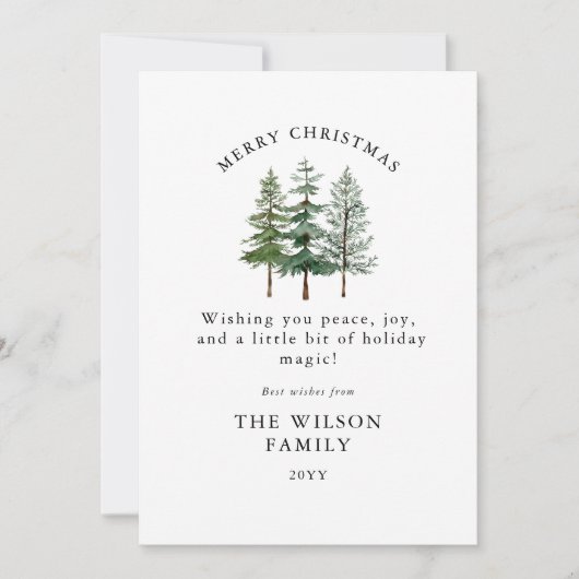 Merry & Bright – Watercolor Forest Christmas 招待状 (正面)