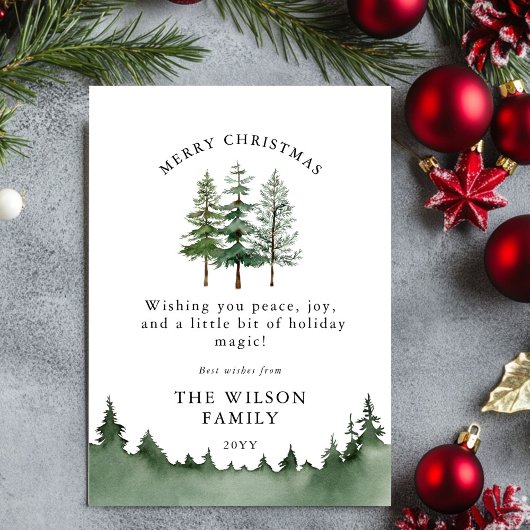 Merry & Bright – Watercolor Forest Christmas 招待状