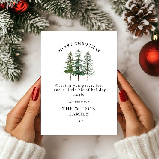 Merry & Bright – Watercolor Forest Christmas 招待状