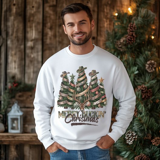 Merry Buckin’ Christmas – Camo Cowboy Tree  スウェットシャツ