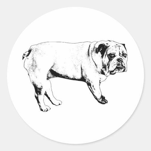 Merry Bulldog Sticker ラウンドシール (正面)