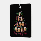 Merry & Caffeinated Xmas Coquette Coffee Latte メタルオーナメント (正面左)