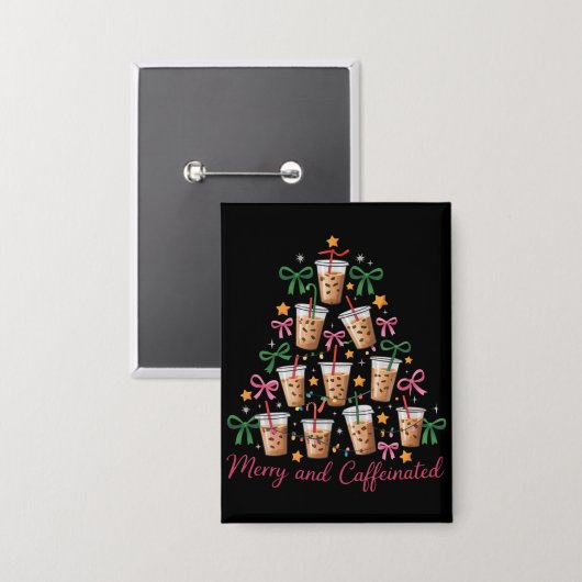 Merry & Caffeinated Xmas Coquette Coffee Latte 缶バッジ (正面/裏面)