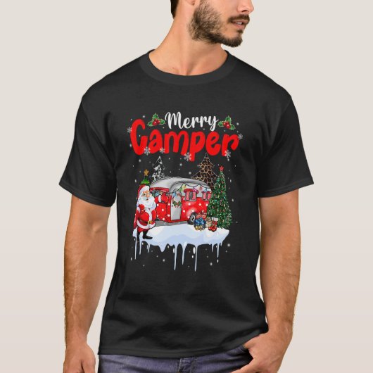 Merry Camper Christmas Santa Camper Camping Truck  Tシャツ (正面)