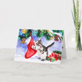 Merry Cat-mas Christmas Cute Adorable Kitten Xmas シーズンカード