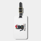Merry Catmas Black Cat Christmas Light Xmas Family ラゲッジタグ (正面縦)