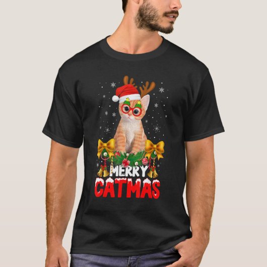 Merry Catmas Cat Christmas Pajamas X mas Ugly Swea Tシャツ (正面)