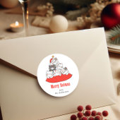 Merry Catmas Cute Cats Holiday Personalized  ラウンドシール