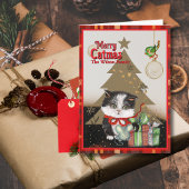 Merry Catmas Cute Kitten Christmas Red bow シーズンカード