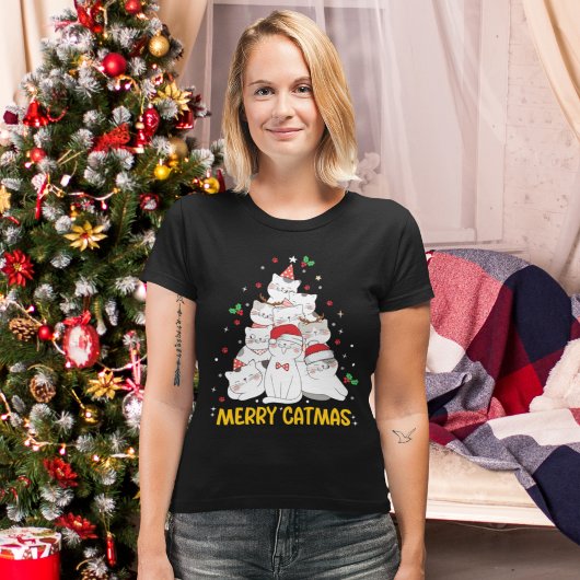 Merry Catmas Funny Cats Christmas Tree Tシャツ