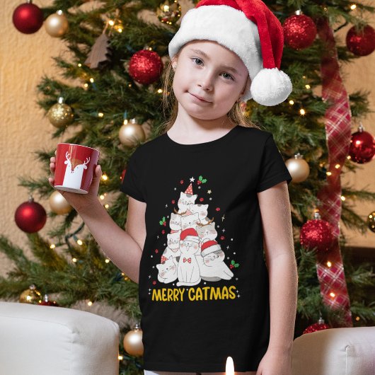 Merry Catmas Funny Cats Christmas Tree Tシャツ