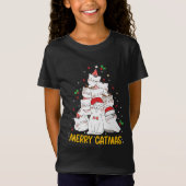 Merry Catmas Funny Cats Christmas Tree Tシャツ (正面)