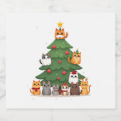 Merry Catmas Funny Christmas Tree, Cats Xmas Meow スパークリングワインラベル (シングルラベル)