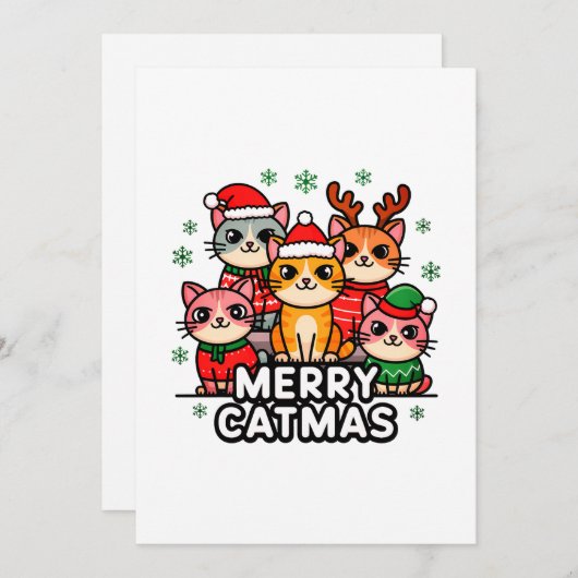 Merry Catmas Funny Holiday Card シーズンカード (正面/裏面)