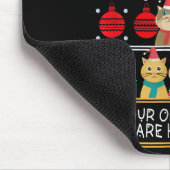 Merry Catmas Funny O Christmas Tree, Cat Xmas Meow マウスパッド (コーナー)