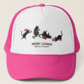 Merry Catmas Naughty Kitten Funny Christmas Hat キャップ (正面)