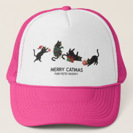 Merry Catmas Naughty Kitten Funny Christmas Hat キャップ