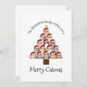 Merry Catmas Personalized Family Christmas Holiday シーズンカード (正面/裏面)