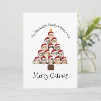 Merry Catmas Personalized Family Christmas Holiday シーズンカード
