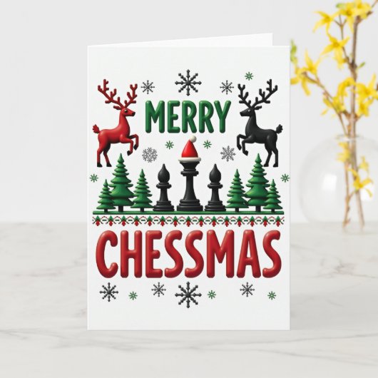 Merry Chessmas Card Chess Player Gift カード (黄色い花)