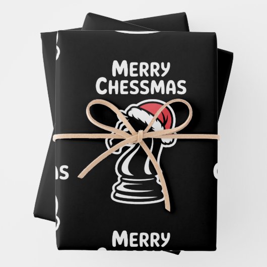 Merry Chessmas Christmas Chess Xmas Santa Hat ラッピングペーパーシート (インサイチュ)